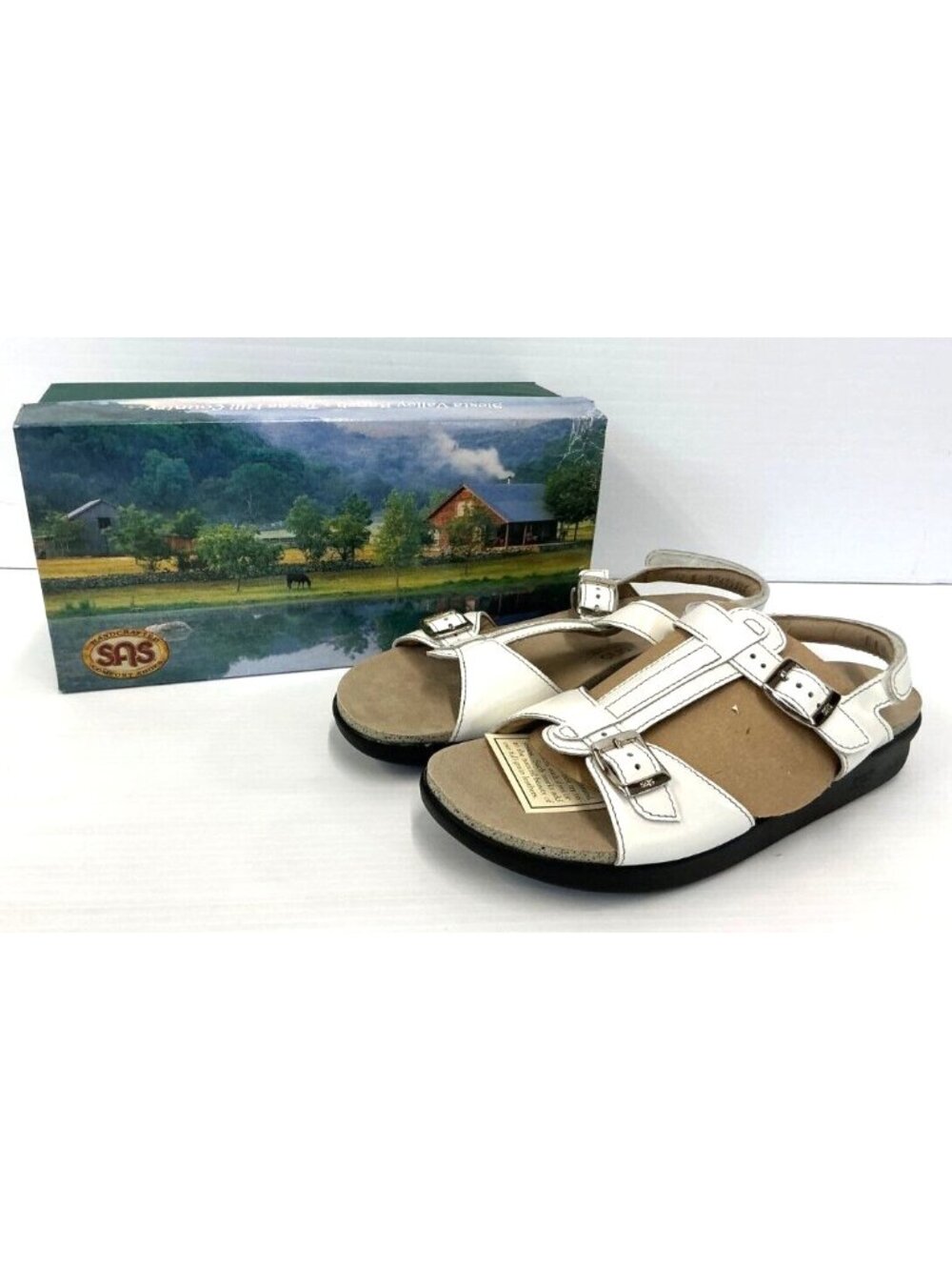 SAS Womens 11 N Captiva Sandals White Leather Strappy Comfort Beach Summer NIB